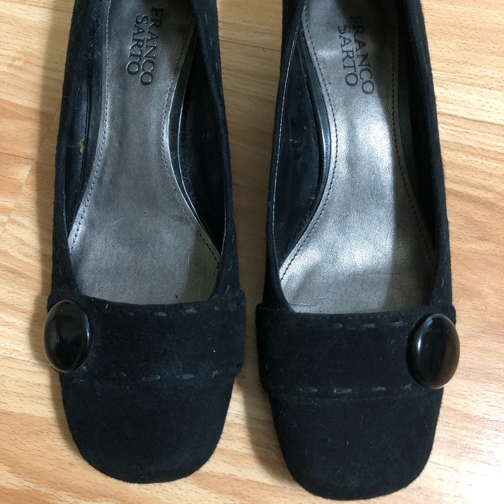 Franco Sarto Black Suede Heels